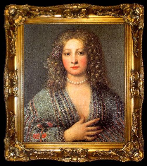 framed  Girolamo Forabosco Portrait of a Courtesan, ta009-2